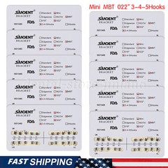 SANDENT Dental Orthodontic Metal Brackets Braces Mini MBT Slot.022 3-4-5 Hooks