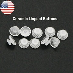 100Pcs Dental Orthodontic Ceramic Clear Lingual Button Bondable Round Base Mesh