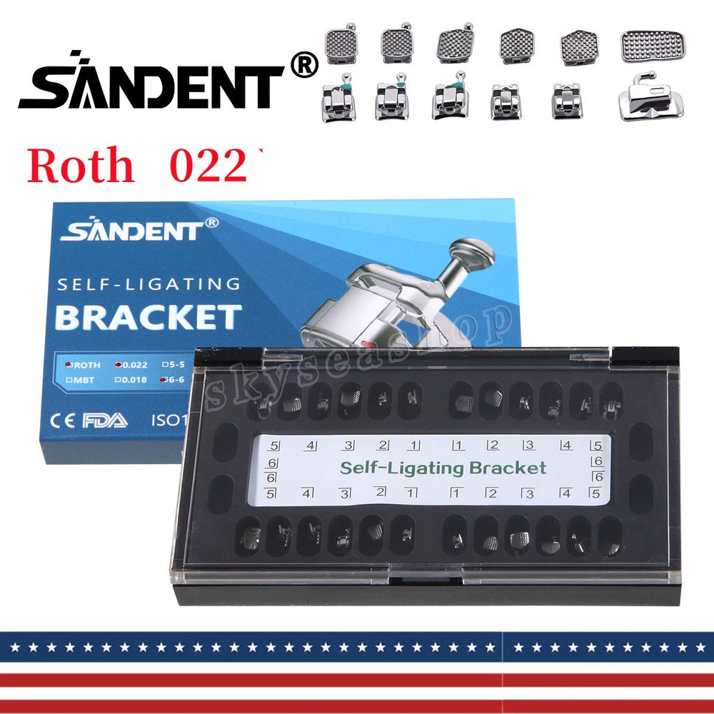 USA Dental Orthodontic Self-ligating Brackets Metal Brace Roth 022 345 Hooks