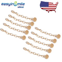 Dental Orthodontic Traction Chain Gold Plated Round Buttons with Chain 10 PCS