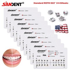 200PCS Dental Orthodontic Brackets Braces Standard Roth Slot.022 3-4-5 Hook #2