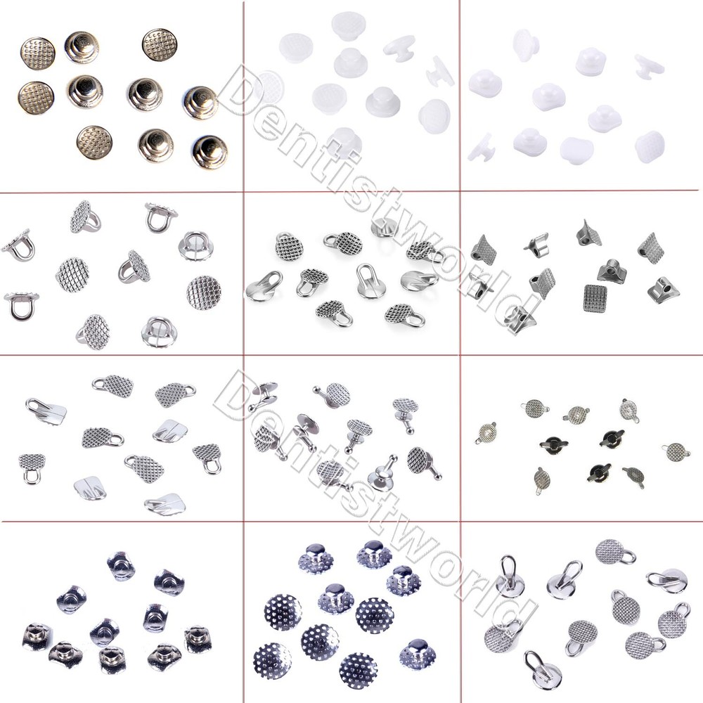 5Bags Dental Ortho Lingual Buttons Bondable Round/Rectangular Mesh Base AZDENT