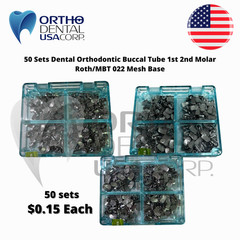 50 Sets 200 Orthodontic Buccal Tube 1st 2nd Molar Roth/MBT 022′ Mesh Base