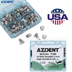 AZDENT Dental Orthodontic Metal Inblock Non-Convertible1st Buccal Tube Roth 022