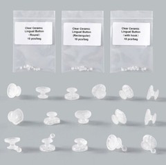 Dental Ortho Clear Ceramic Lingual Buttons Round/Round with Hook/Rectangular
