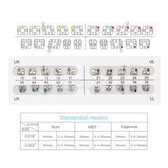 AZDENT Dental Orthodontic Brackets Braces Standard Roth Slot.022 Hooks 3 Metal