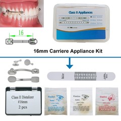 Orthodontic Class II Carriere Distalizer Appliance Bondable Bars w/ Elastics Kit