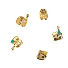 Dental Orthodontic Metal Brackets Braces 24K Gold Plated Mini Roth.022 345 Hooks