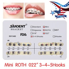 10 Packs Dental Metal Brackets Braces Mini Roth Slot.022 3-4-5 Hooks dentist Or