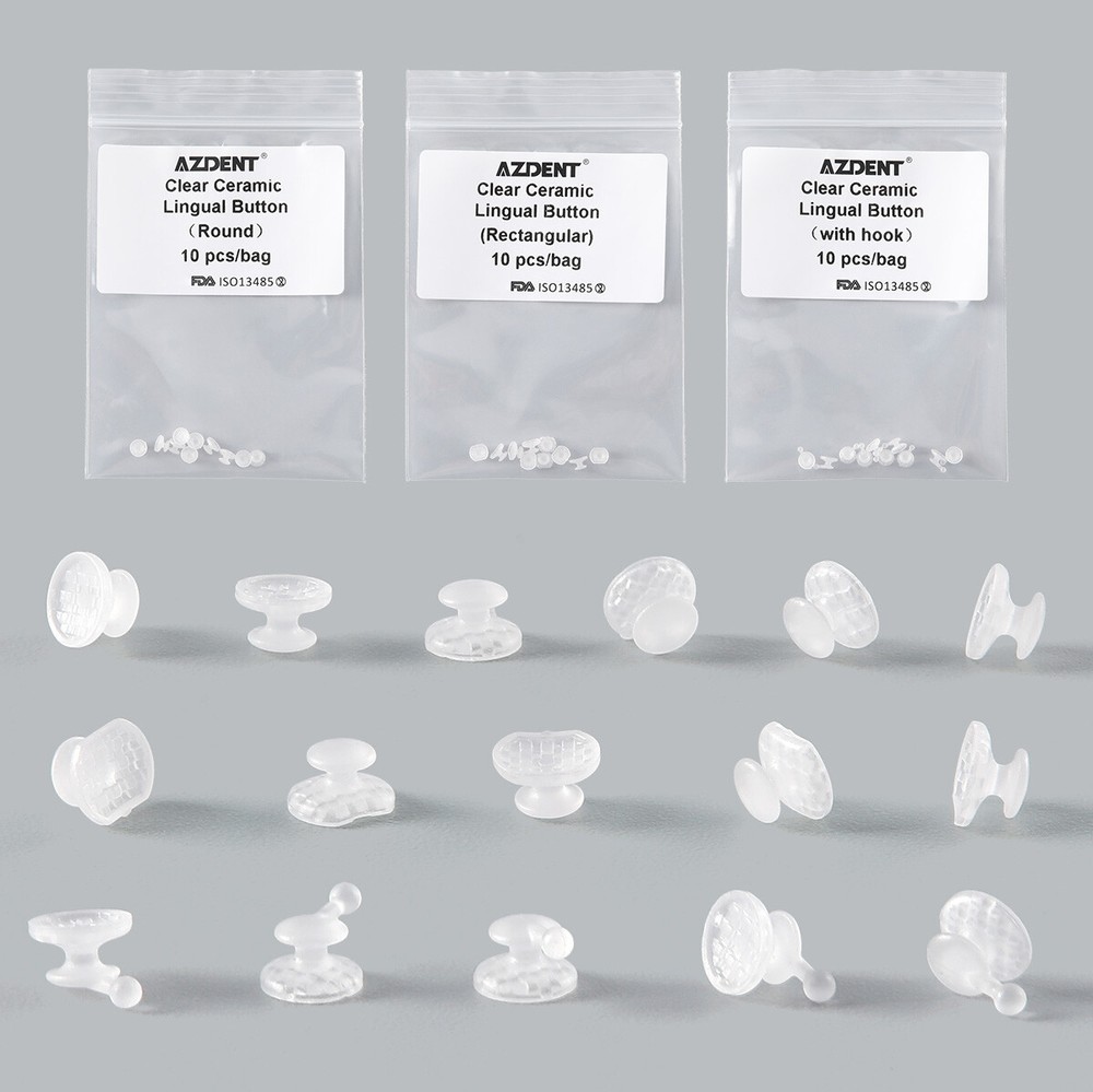 Dental Ortodoncia Composite Cerámica Transparente Botone Linguales para Bondable