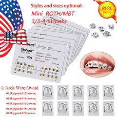 10packs Dental Orthodontic Brackets Metal Brace MINI Roth MBT 022 345 With Hooks