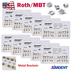 10 packs Dental Ortho Brackets Metal Braces Standard mini MBT Roth Hooks 3-4-5/3