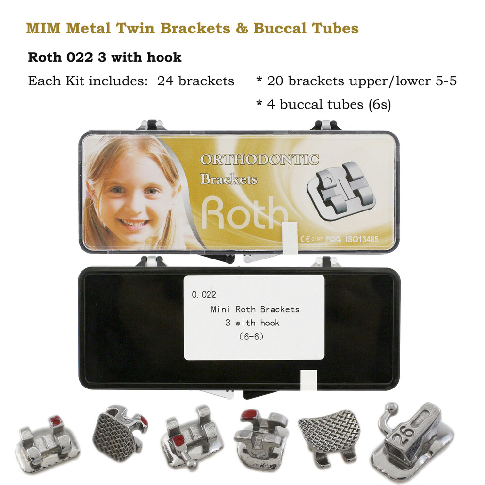 Dental Orthodontic Brackets Mini Braces Metal Buccal Tubes MBT Roth 022 3 345w/h