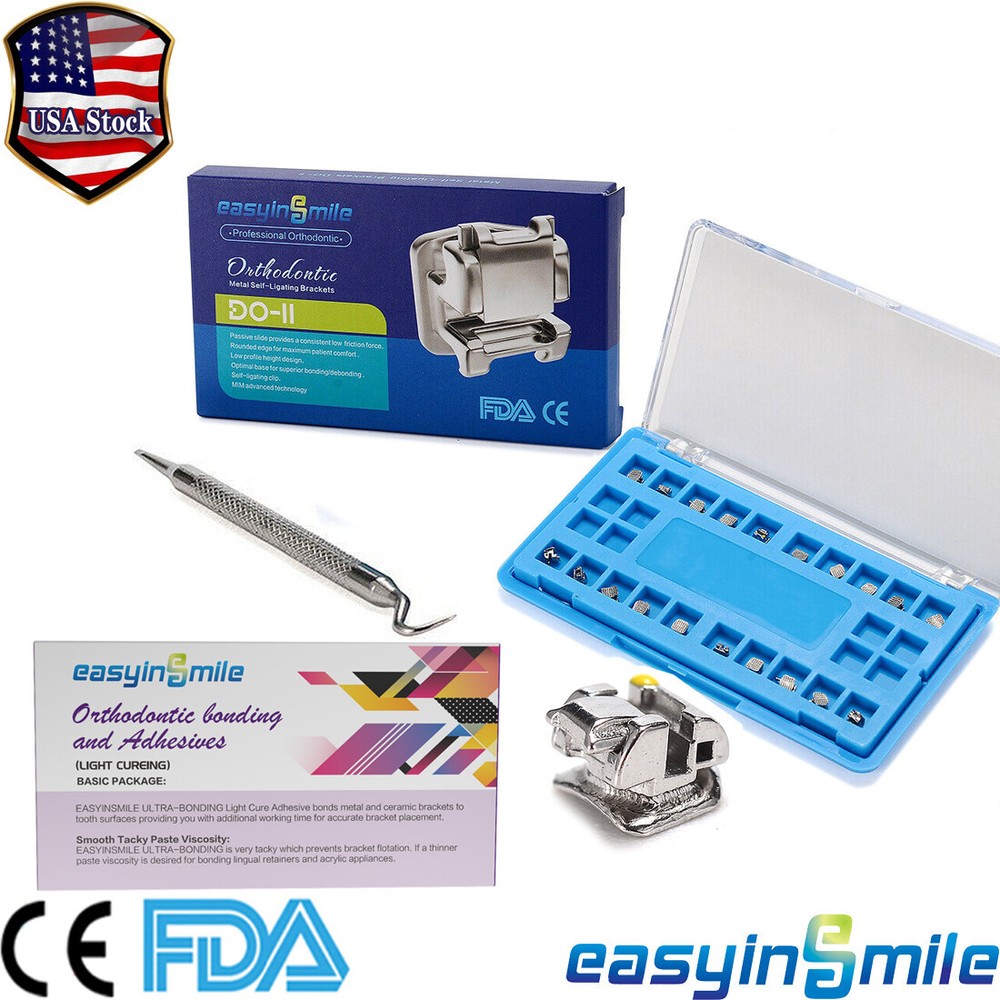 Dental Orthodontic Metal Brackets Self-ligating MINI Brace ROTH MBT 022 Adhesive
