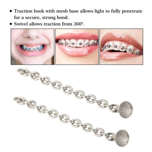 10pcs Dental Orthodontic Traction Chain Siliver Round Lingual Buttons