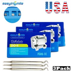3pack Dental Orthodontic Self-ligating Bracket Brace MBT/Roth 022 3/345Hook+tool