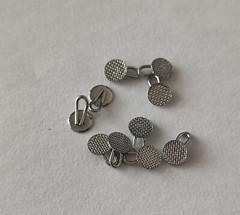 10pcs Dental Lingual Buttons With Traction Hook Mesh Base Round Long