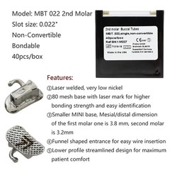 Orthodontic Buccal Tubes 1st 2nd Molar Brackets Roth MBT 022 Laser Marked Mini