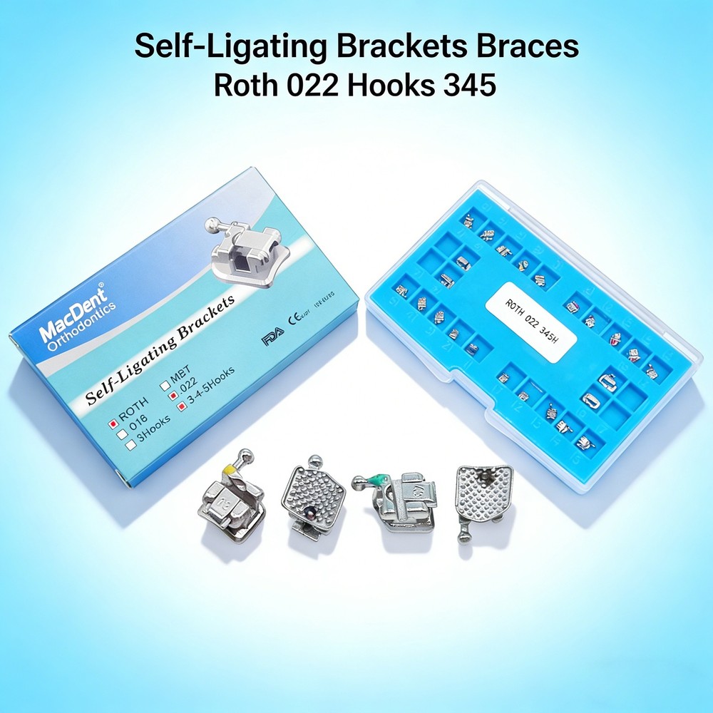 Dental Orthodontic Self-Ligating Brackets Braces Roth 022 Hooks 345&Buccal Tube