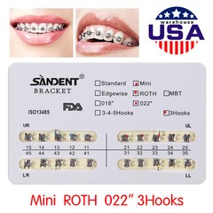 200Pcs Dental Orthodontic Braces Bracket Mini Roth 022″Slot 3 Hooks 10 Packs