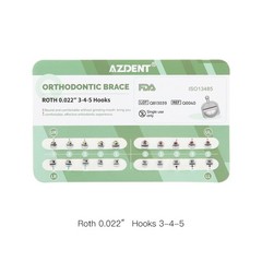 AZDENT Dental Orthodontic Q-type metal Brackets Brace Roth/MBT .022 hooks 345