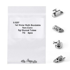 4 Pcs/Pack Dental Orthodontic Bondable Roth 1st Molar Buccal Tube Non-conv 0.025