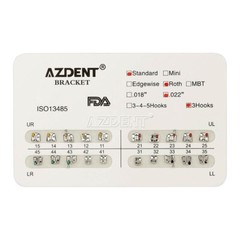 AZDENT dentales ortodoncia Brackets de ranura estándar Roth 0.022 ganchos 3