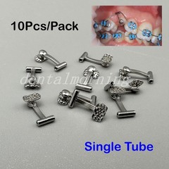 10Pcs/Pack Dental Eruption Eyelet Lingual Button Single Tube with Hooks
