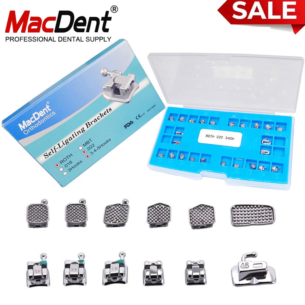 Dental Orthodontic Self Ligating Brackets Braces Mini Roth.022 Hook 345 MacDent