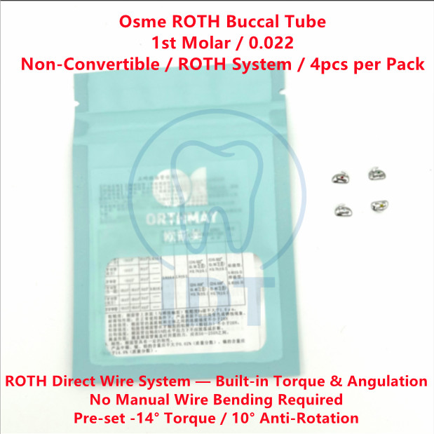 Osme ROTH Buccal Tube 1st Molar 0.022 Non-Convertible 4pcs/pack