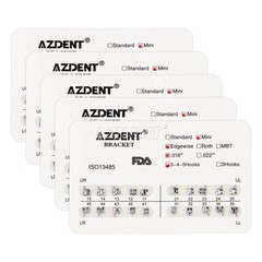 AZDENT Dental Orthodontic Brackets Metal Braces Mini Edgewise Slot.018 Hooks 345