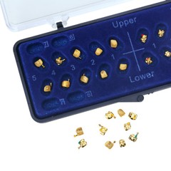 Dental Orthodontic Brackets Braces 24K Gold Plated Roth/MBT.022 345 Hooks Golden