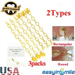 6Pcs Dental Ortho Lingual Buttons Traction Chains Round/Rectangle Gold Chain