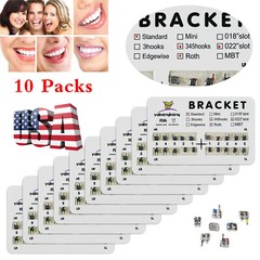 10-200 Packs Dental Orthodontic Brackets Brace Standard Roth.022 Hooks 3 4 5