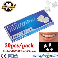 20XDental Mini Ceramic Brackets Roth/MBT 022 3/345Hooks Orthodontic Clear Braces