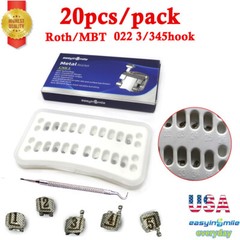 20Pc Orthodontic Brackets Self Ligating Braces Roth/MBT 022 3/345Hooks With Tool