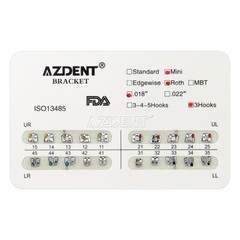 AZDENT Dental Orthodontic Brackets Braces Metal Mini Roth/MBT.022 Hook 3 4 5 USA