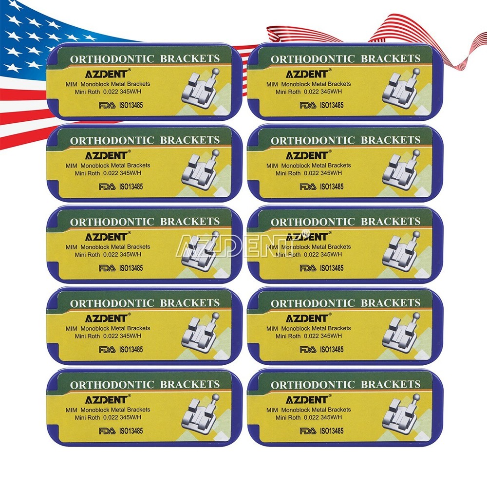 10Pack Brackets de Ortodoncia Mini Roth .022 con Ganchos Disponible en 3, 4 y 5