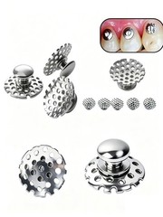 Dental Orthodontic Lingual Buttons Hollow Bondable Round with Holes Round Base