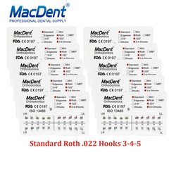 MacDent Dental Orthodontic Brackets Braces Standard Roth.022 Hooks 3-4-5 FDA