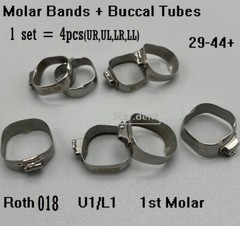 Dental Orthodontic Molar Bands Ortho Buccal Tubes Kit Roth 018 U1/L1 #29-44+
