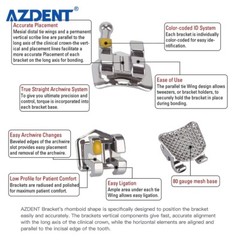 20 PCS AZDENT Dental Orthodontic Brackets Brace Mini Roth Slot.018 Hooks 3