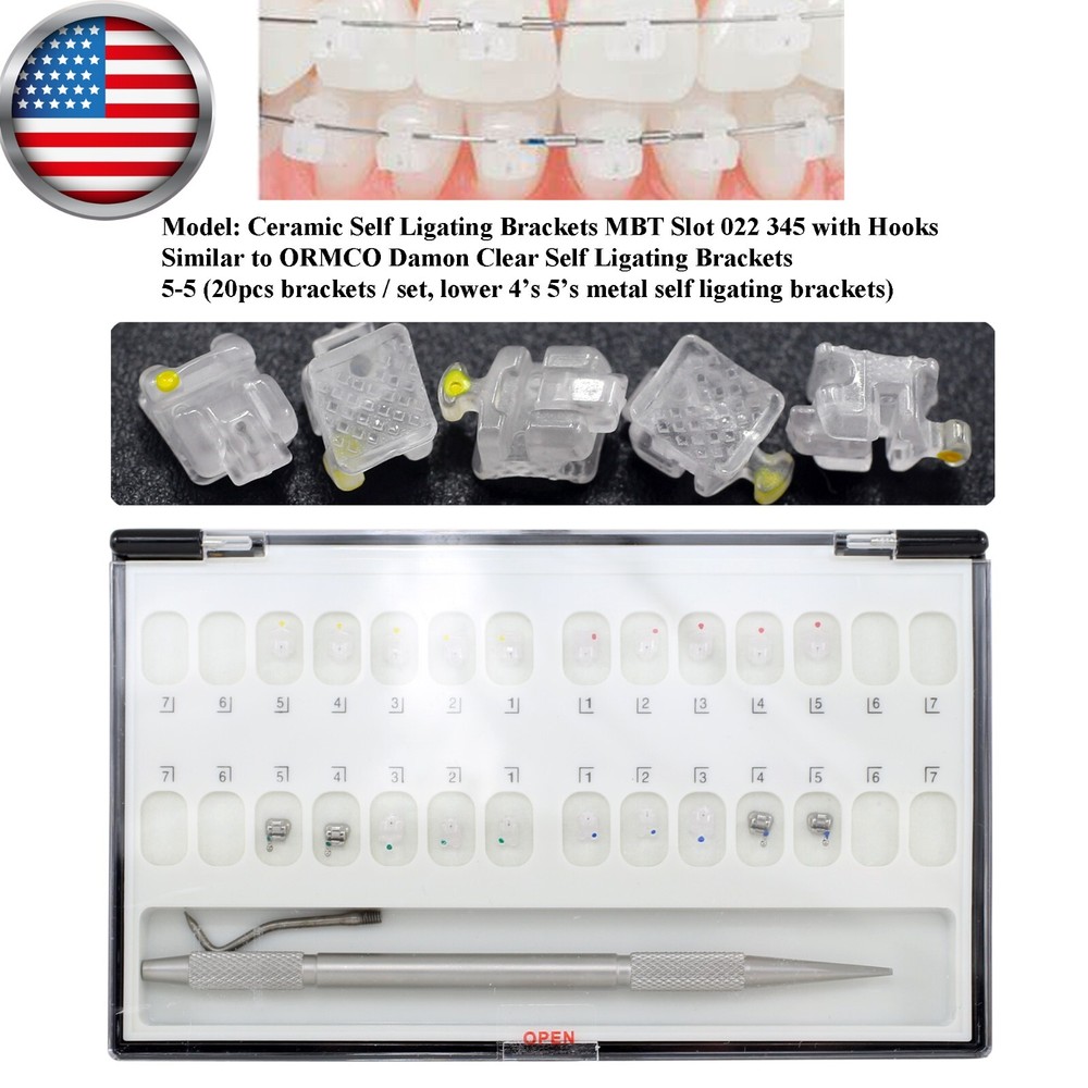Orthodontic Damon Clear Self Ligating Bracket Ceramic Brace MBT Roth 022 Cu-Niti