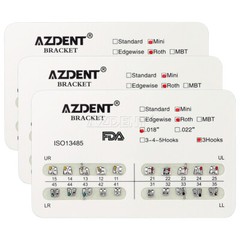 10 Packs Dental Orthodontic Brackets Mini/Standard MBT/Roth 022/018 Hooks 3/345