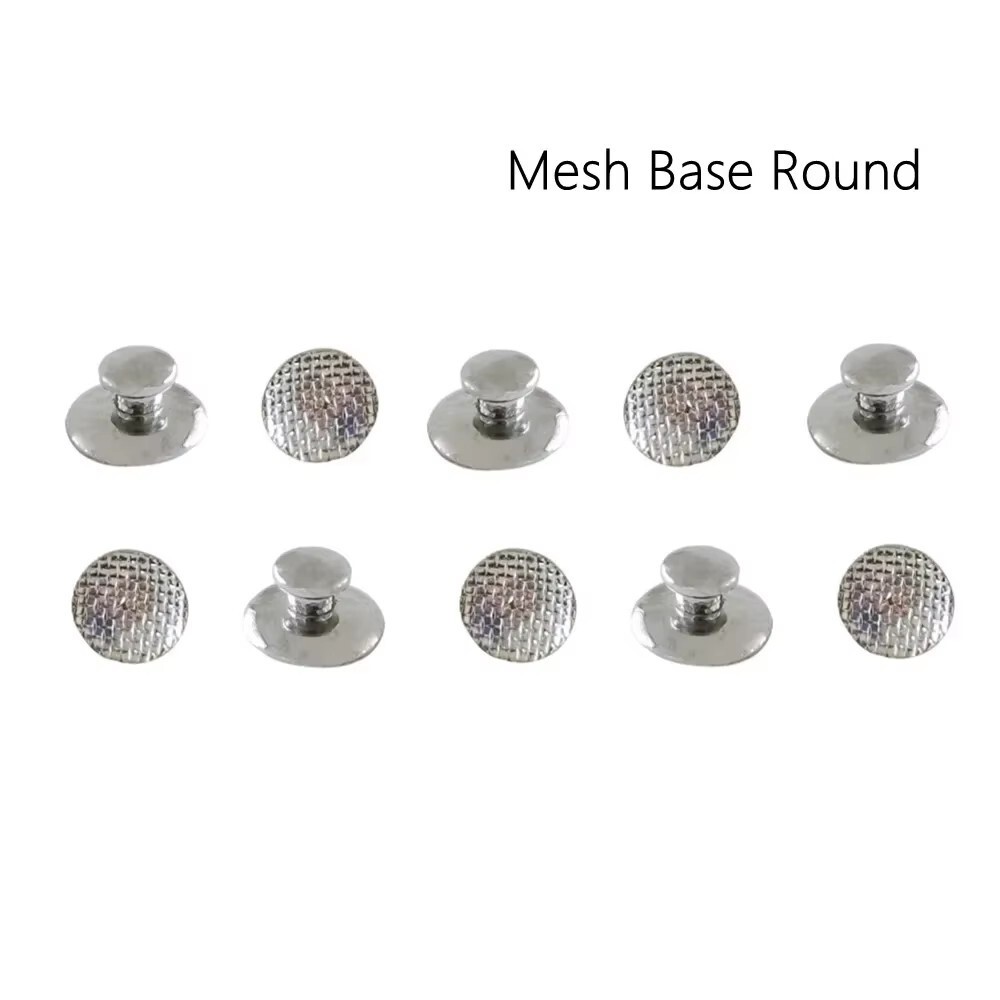 10x Dental Orthodontic Metal Lingual Buttons Bondable Round Mesh Base for Braces