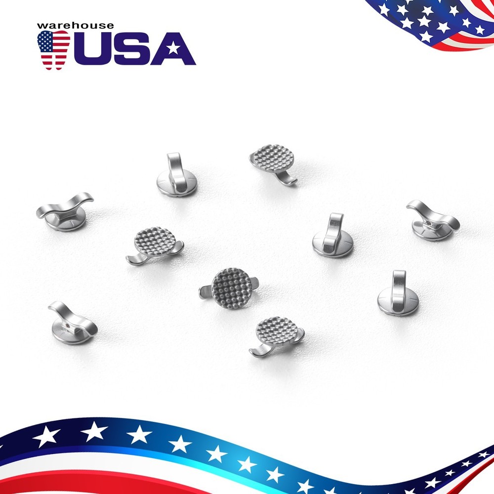 10pcs Dental Ortho Bondable Lingual Buttons with Hole Round Horizontal Channel