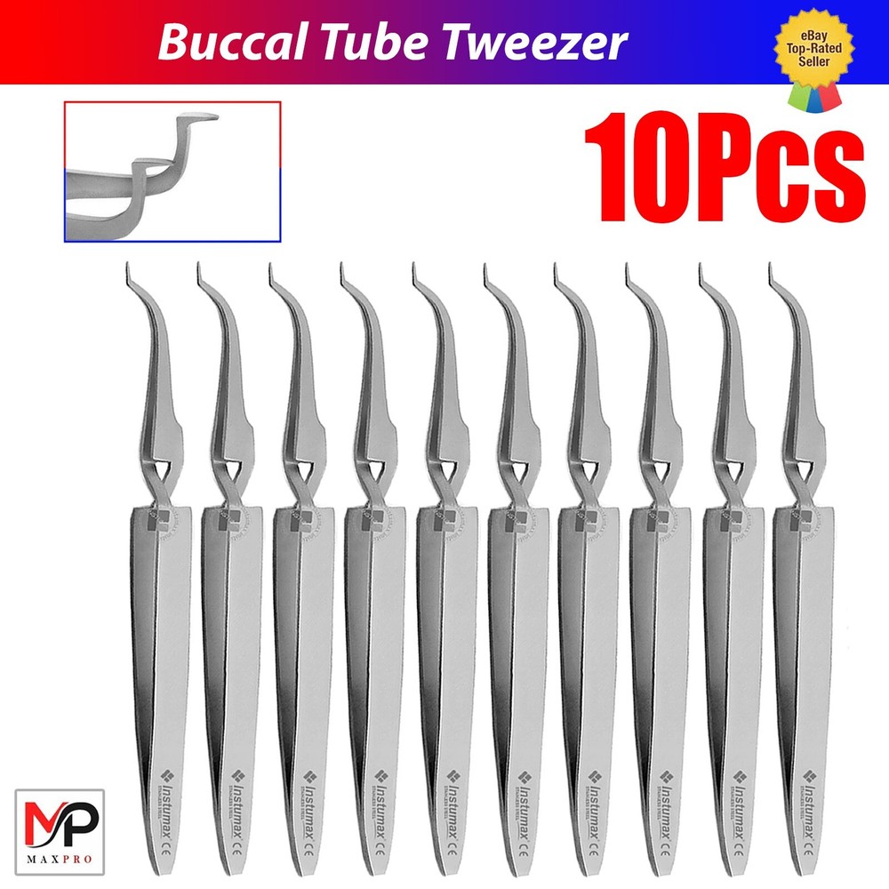 Ortho Buccal Tube Tweezers 5.5″ | Reverse Action Forceps for Bracket Set of 10