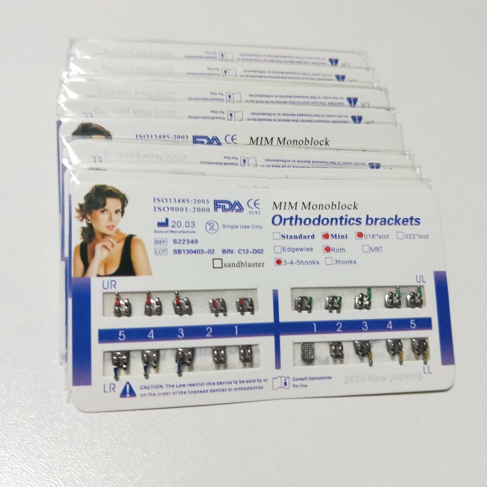5 Sets Dental Orthodontic Metal Brackets MIM Monoblock Mini Roth 018 345 Hooks