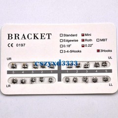 Dental Orthodontic Brackets Brace Roth/MBT/Edgewise 018/022 NO. 3/345 Hooks