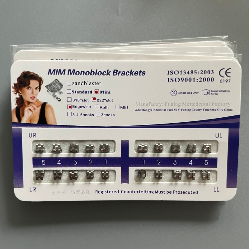 10Sets Dental Orthodontics MIM Monoblock Brackets Mini Edgewise 022 no hooks